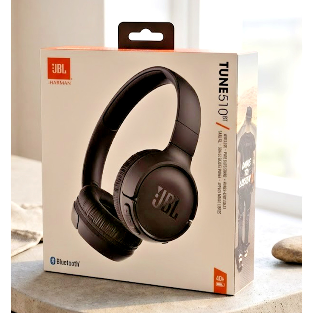 JBL Tune 510BT Wireless On-Ear Headphones - Pure Bass Sound - Black - NEW